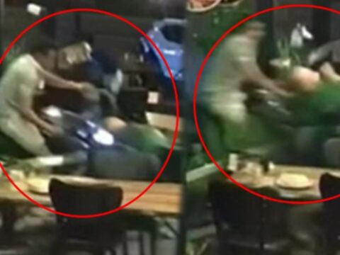Bu kadari ancak filmlerde olur dedirten kaza lokantada oturan musterinin uzerine motosiklet uctu gX2nRPTx