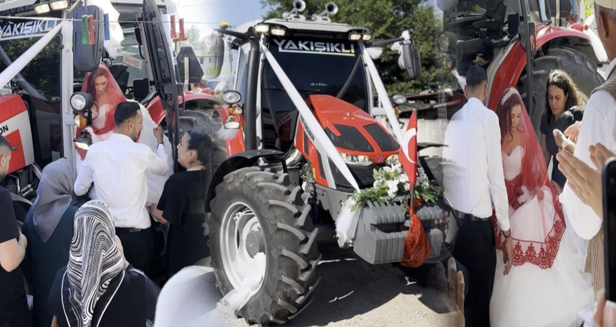 Osmaniyede traktor gelin arabasi oldu p18YyAvW